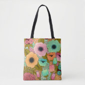 Tote Bag Designer Peint Fleurs Florales Peinture Fabric (Devant)