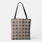 Tote Bag Designer plaid /tartan motif brun et noir (Dos)