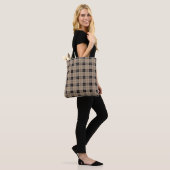 Tote Bag Designer plaid /tartan motif brun et noir (Sur le modèle)