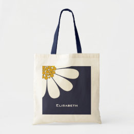 Tote Bag desing floral Marguerite-blanc personnalisent le