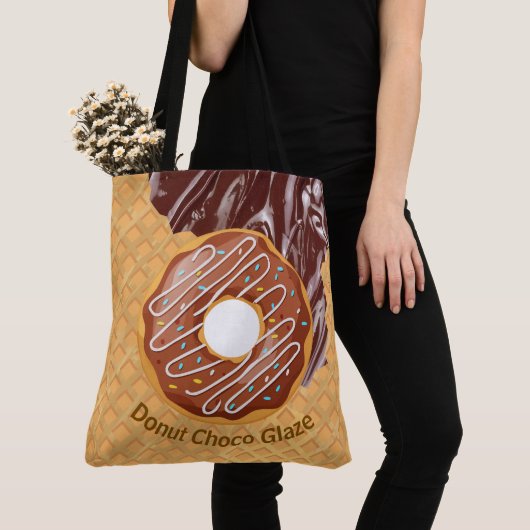 Tote Bag Dessert, Donut Choco Glaze, Chocolat Fondu (De près)
