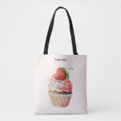 Tote Bag Dessert sucré à la fraise Cupcake (Devant)