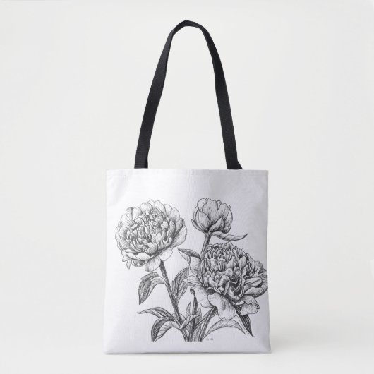 Tote Bag Dessin à encre de rose (Devant)