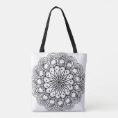 Tote Bag Dessin à main de mandala de fleurs (Dos)