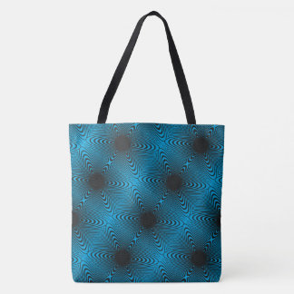 Tote Bag Dessin abstrait MODERNE en mosaïque bleue-noire-tu