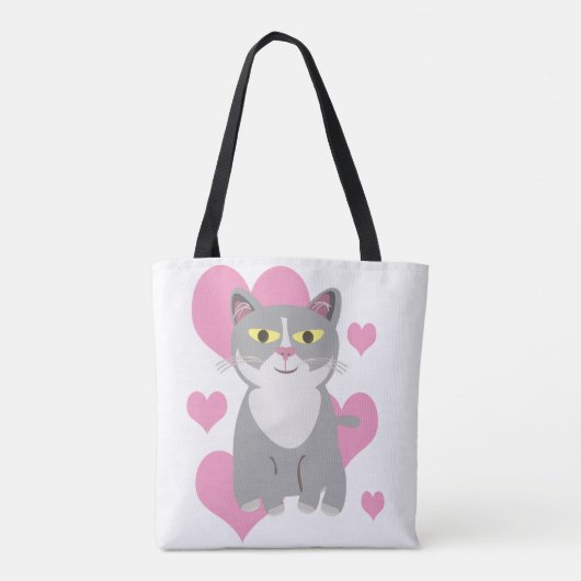 Tote Bag Dessin amusant et mignonne gris chat (Dos)