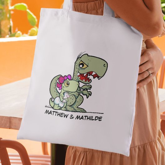 Tote Bag Dessin amusant Little Sister T-Rex Dinosaur Nom