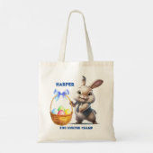 Tote Bag Dessin amusant Rabbit Oeuf de Pâques Nom du panier (Dos)
