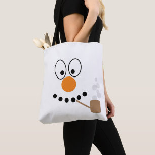 Tote Bag Dessin amusant Snowman visage Noël
