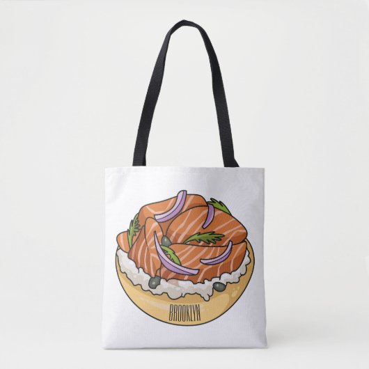 Tote Bag dessin animé de bagel saumon (Devant)