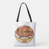 Tote Bag dessin animé de bagel saumon (Dos)