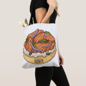 Tote Bag dessin animé de bagel saumon (De près)