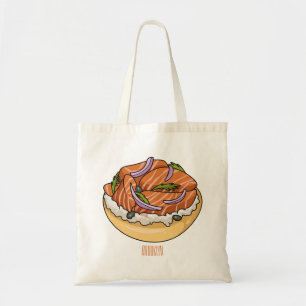 Tote Bag dessin animé de bagel saumon