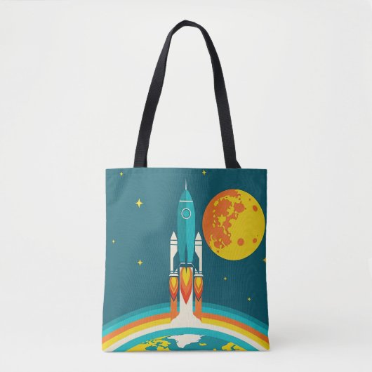 Tote Bag Dessin animé de fusée spatiale mignonne (Devant)