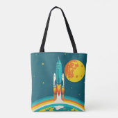 Tote Bag Dessin animé de fusée spatiale mignonne (Dos)