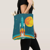 Tote Bag Dessin animé de fusée spatiale mignonne (De près)