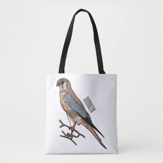 Tote Bag dessin animé d'oiseau-kestrel américain (Devant)