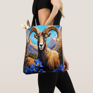 Tote Bag Dessin animé d'un mouflon de montagne du Colorado 