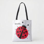 Tote Bag dessin animé ladybug amusant rouge noir blanc (Devant)