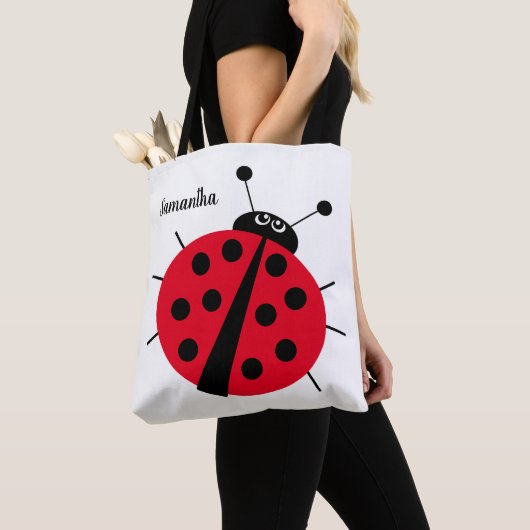 Tote Bag dessin animé ladybug amusant rouge noir blanc (De près)
