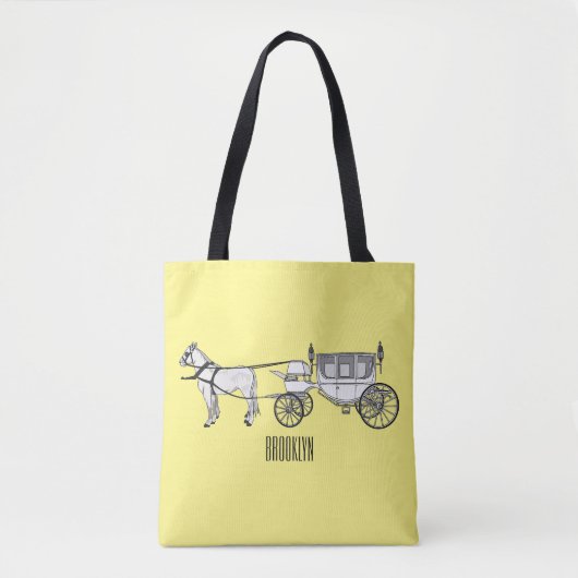 Tote Bag dessin animé mariage cheval & calèche (Devant)