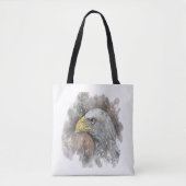 Tote Bag dessin aquarelle d'un aigle (Devant)