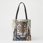 Tote Bag Dessin au crayon couleur Tiger Art (Devant)