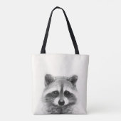 Tote Bag Dessin au crayon de Raccoon (Dos)