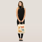 Tote Bag dessin d'art affiche d'une femme buvant du café (Devant (modèle))