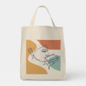 Tote Bag dessin d'art affiche d'une femme buvant du café (Dos)