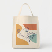 Tote Bag dessin d'art affiche d'une femme buvant du café (Devant)
