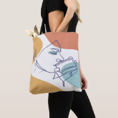 Tote Bag dessin d'art affiche d'une femme buvant du café (De près)