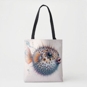 Tote Bag Dessin d'art d'animal marin drôle de poisson-globe