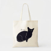 Tote Bag Dessin de chat, chat noir aux yeux verts (Devant)