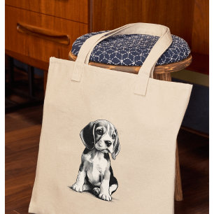 Tote Bag Dessin de chiot Beagle