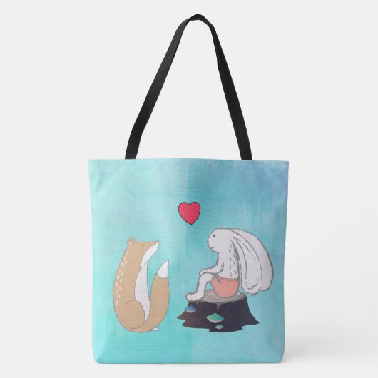 Tote Bag Dessin de créatures de bois de renard mignon et de (Devant)