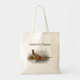 Tote Bag Dessin de faisan vintage couleur #3