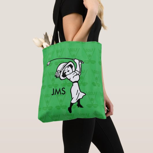 Tote Bag Dessin de golf féminin personnalisé (De près)