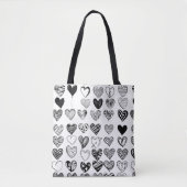 Tote Bag Dessin de gribouillis de cœur noir adorable (Devant)