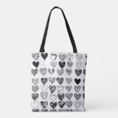 Tote Bag Dessin de gribouillis de cœur noir adorable (Dos)