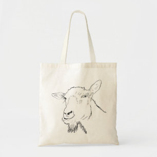 Tote Bag Dessin de ligne de chèvre amusant Design d'art ani