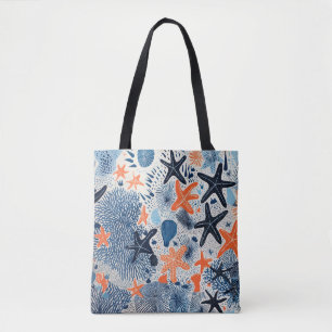 Tote Bag Dessin de motif de plage d'étoiles de mer