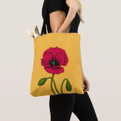 Tote Bag Dessin de pavot rouge (De près)