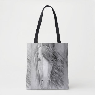 Tote Bag Dessin de portrait de cheval au crayon graphite