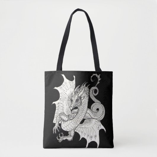 Tote Bag Dessin d'encre style Art Nouveau Dragon (Devant)