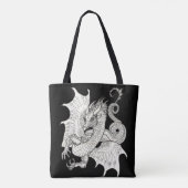 Tote Bag Dessin d'encre style Art Nouveau Dragon (Dos)
