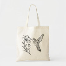 Dessin détaillé au trait de colibri avec fleur sau