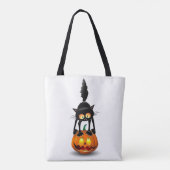 Tote Bag Dessin d'Halloween au chat effrayé sur Citrouille (Dos)