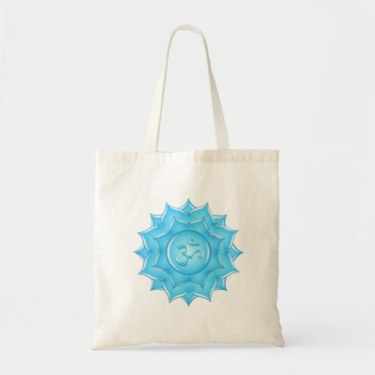 Tote Bag Dessin du symbole Om de lotus de verre bleu (Devant)