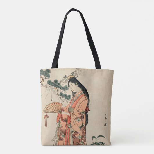 Tote Bag Dessin en bois ancien d'une femme japonaise (Dos)